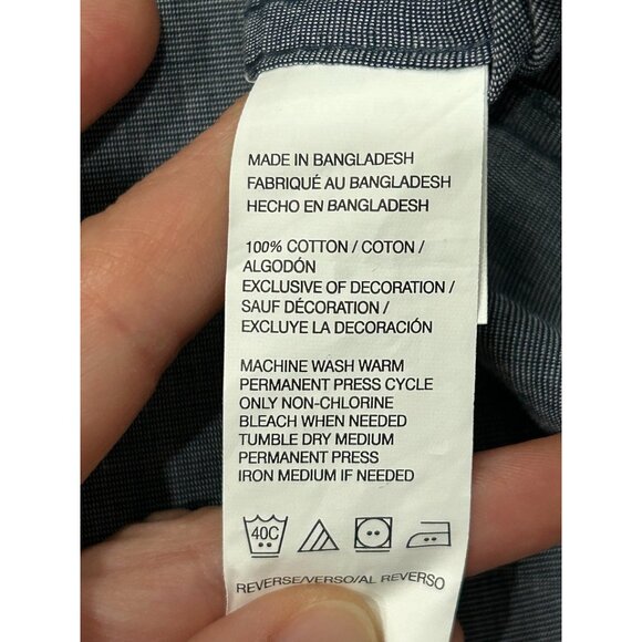 Izod Long Sleeve Button Down Shirt Gray Black Sz 2XL Cotton Formal Office Wear - Picture 6 of 9